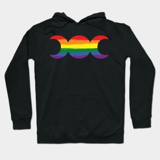 Witchy Triple Moon Goddess Symbol - Rainbow Hoodie